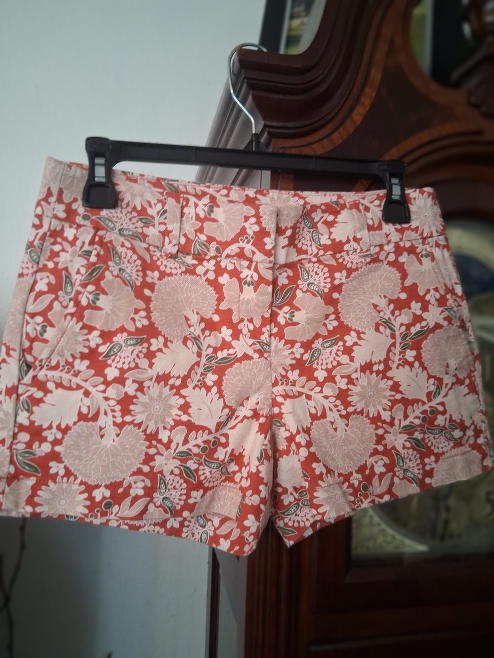 LOFT Coral Floral Cotton-Blend Shorts